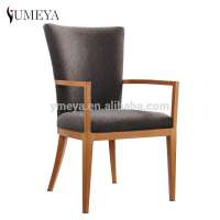 Factory 10 years warranty traditional upholstered dining restaurant seating wood grain aluminum cafe chair